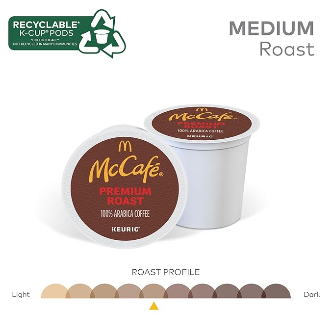 McCafe Premium Roast Coffee, Single Serve Keurig K-Cup Pods, Medium Roast, 60 Count, (6 Packs of 10)