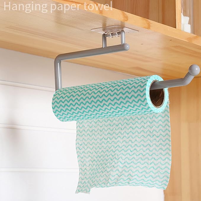 Paper Towel Holder Toilet Dispenser Multi-Purpose Hanger for Towels Bathrobes Wrap Punch-Free Towel Rack Wall Mounted Bathroom Kitchen Freestanding