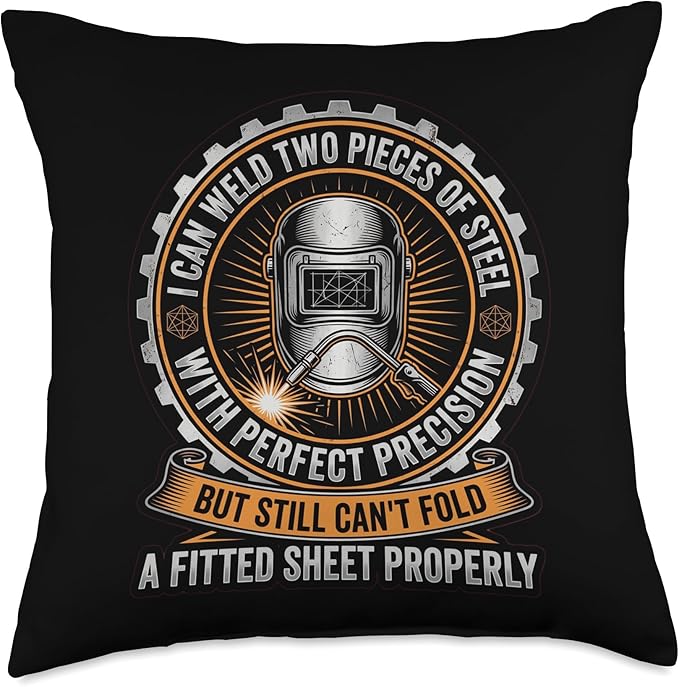 Funny Welder Humor Cant Fold Fitted Sheet Joke Retro Throw Pillow