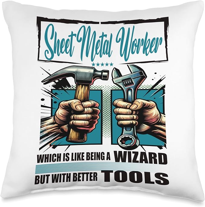 Sheet metal worker Gift & Funny Accessories Sheet Metal Job with Funny Saying Worker Throw Pillow, 16x16, Multicolor