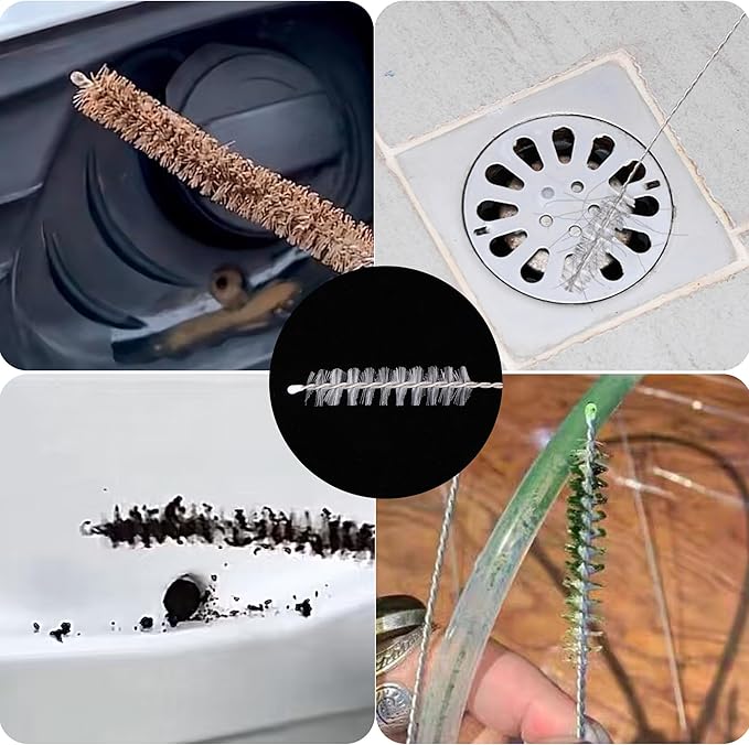 Flexible Drain Brush-Extra Long Pipe Inner Nylon Cleaner Tool for Cleaning Plumbing/Refrigerator/Sink Tube 150cm/59inch (2 PCS)
