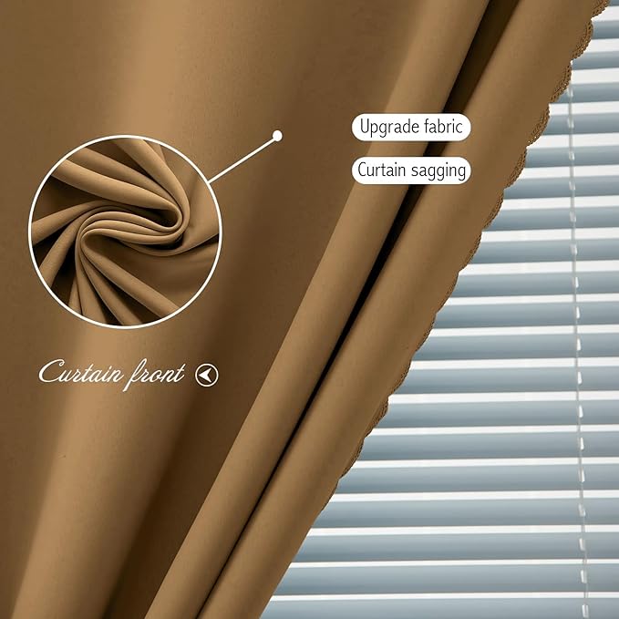 Self Adhesive Curtains, Stick Curtain Blackout Shades Window Cover Curtains for Living Room No Drilling, 59" W X 96" L, Brown, 1 Panel