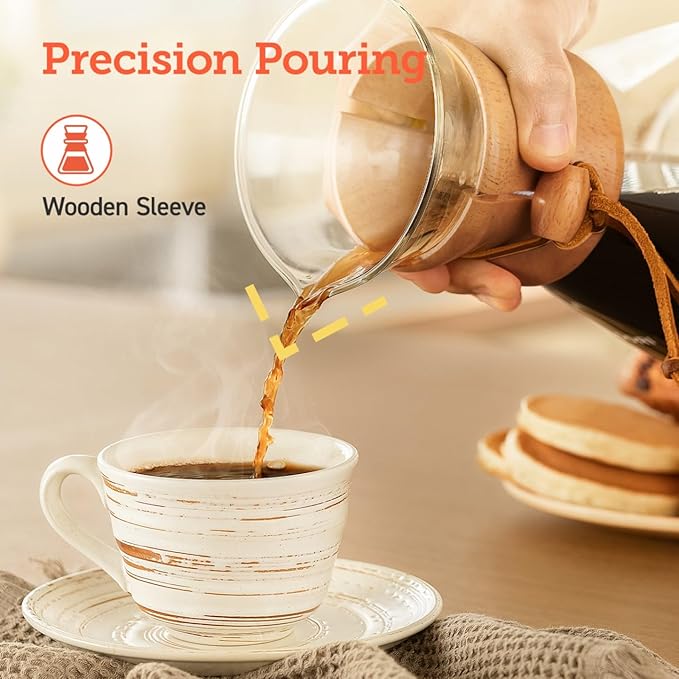 COSORI Pour Over Coffee Maker with Double Layer Stainless Steel Filter,8-Cup,34oz,Drip Coffee Maker,Coffee-Dripper Brewer,High Heat Resistant Carafe,also for Camping,Hiking,(Pack of 12)