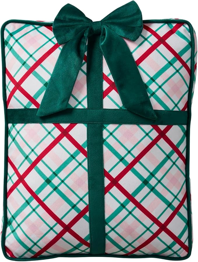 Hallmark - Decorative Throw Pillow for Couch or Bed, Holiday Home Décor, 12.5" x 13", (Gift Plaid, Multi)