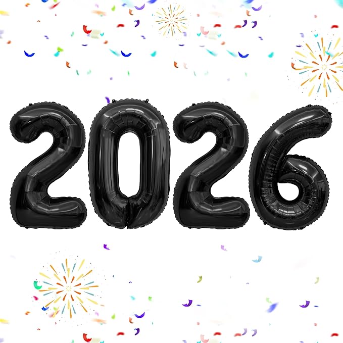 2026 Balloons, 40 inch 2026 Black Number Balloons, 2026 Happy New Years Decorations, Large Foil Balloons Number for New Years Eve Party Supplies 2026, Class of 2026 Graduation Decorations