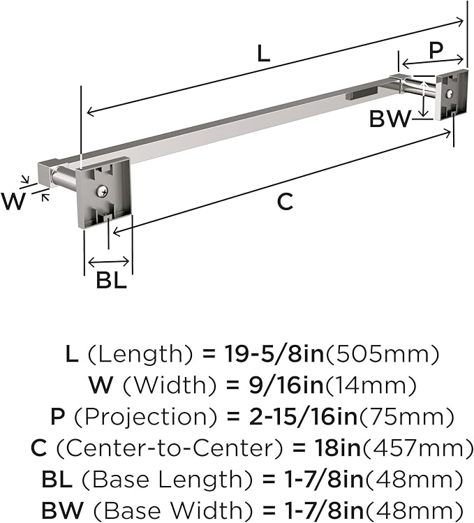 Amerock Appoint Polished Nickel 18 inch (457mm) Towel Bar, BH36073PN