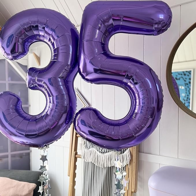 Balloons 50 Number, Foil 40 Inch Purple 50th Birthday Party Decoration for Men & Women, Big Number Balloons Party Supplies for Engagement Wedding Anniversary