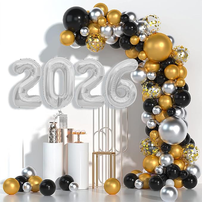 2026 Balloons, 40 inch 2026 Silver Number Balloons, 2026 Happy New Years Decorations, Large Foil Balloons Number for New Years Eve Party Supplies 2026, Class of 2026 Graduation Decorations