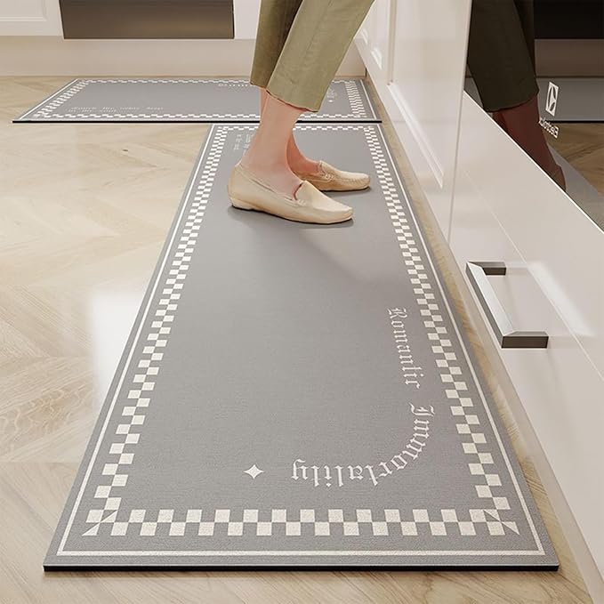 Modern Abstract Kitchen Floor Rugs, Cushioned Anti Fatigue Entryway Mats, Waterproof Runner for Bedroom Sink Office(Gray,40 * 120cm)