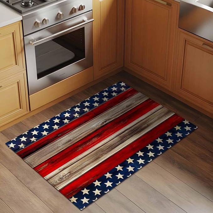 Area Rug 2x3ft, Vintage Stripes and Stars Washable Rugs for Living Room Bedroom, Patriotic 250th Anniversary Soft Non-Slip Area Rugs Rectangle Floor Carpet for Dining Room