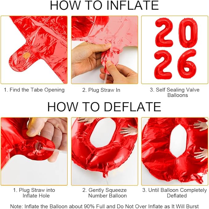 2026 Balloons Red 2026 Foil Number Balloons, 40 inch 2026 Balloons New Year, Large 2026 Mylar Balloons for 2026 New Years Eve Party Supplies Festival Birthday Anniversary Graduation Decorations