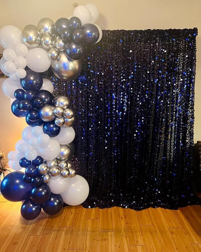 153Pcs Navy Blue and Silver Balloons Garland Arch Kit with Stars -22 18 12 10 5 inch Different Size Royal Blue White Silver Latex Balloon for Birthday Baby Shower Anniversary Party Decorations