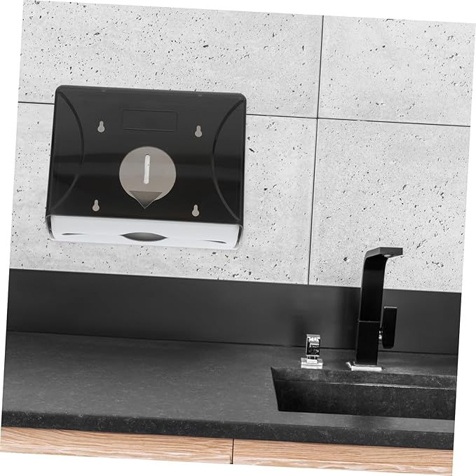 Cabilock Wall Mounted Paper Towel Dispenser Hand Towel Holder for Commercial Use Hotels Bathrooms and Kitchens Stylish Black Design Generous Capacity for Multiple