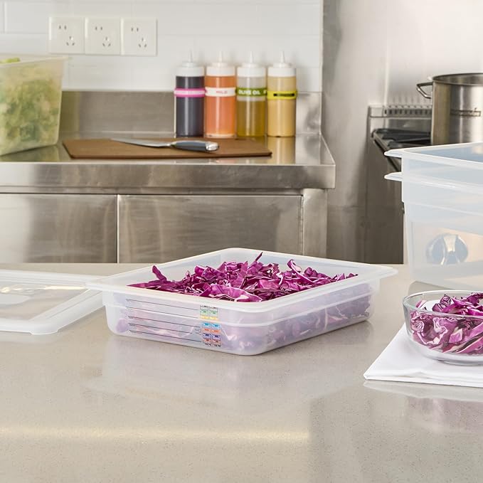 Restaurantware Food Storage Container 10 Pack of 12.7 x 10.3 x 2.5 Inches Plastic Stackable Storage Box White Reusable Label Container Dishwasher Safe For Restaurants And Kitchens