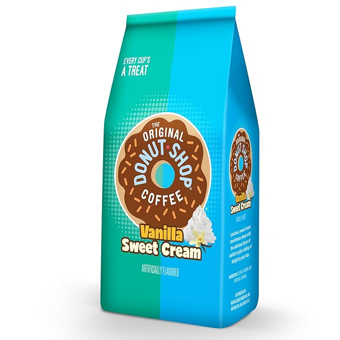 The Original Donut Shop Coffee, Vanilla Sweet Cream, Medium Roast, Flavored Ground Coffee, 12 oz Bag