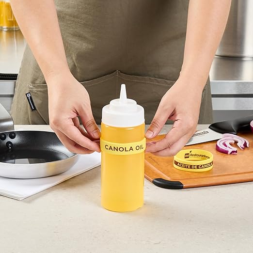 Restaurantware Silicone Squeeze Bottle Band 10 Count 2.75 Inch Dishwasher Safe Condiment Identification Band, Canola Oil Yellow Non-Slip Label Band for Condiment Labeling at Restaurants, Food Trucks