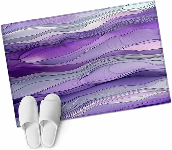 Area Rug 2x3ft, Abstract Art Purple Gray Wave Washable Rugs for Living Room Bedroom, Vintage Marble Texture Soft Non-Slip Area Rugs Rectangle Floor Carpet for Dining Room