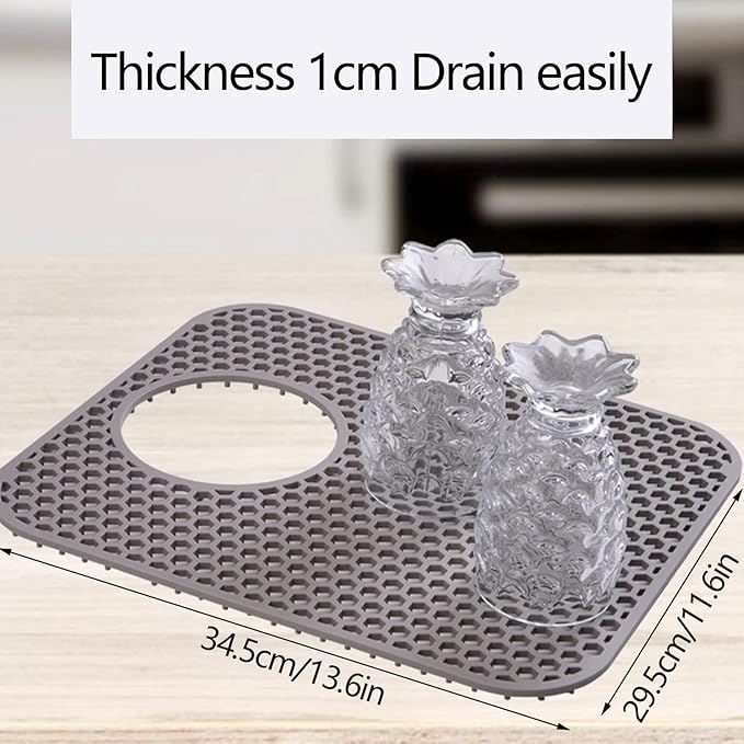 Drain Stopper, Kitchen Sink Protector Mat Silicone Sink Mat Drain Pad Sink Divider Mat Accessories