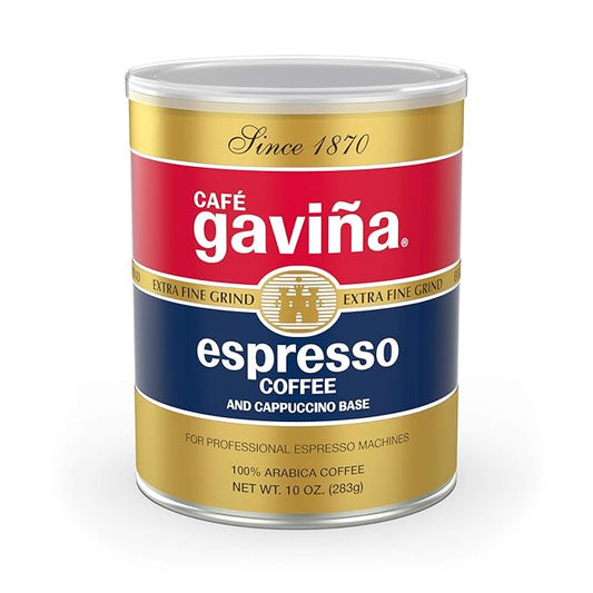 Café Gaviña Espresso Roast Extra Fine Ground Coffee, 100% Arabica Dark Roast, 10 oz Can