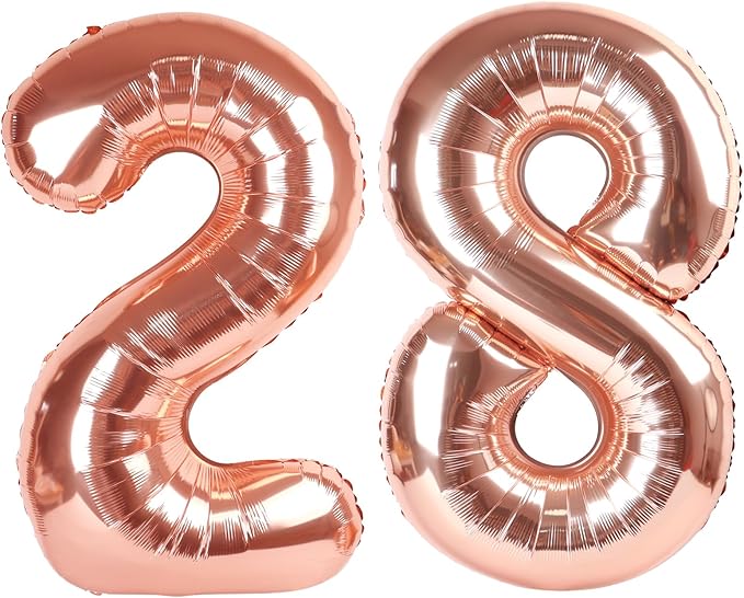 40 Inch Birthday Balloons 28 Number Baloons for Happy Birthday Decorations Supplies, Rose Gold Balloons for Celebration Party, Graduation, Photo Prop