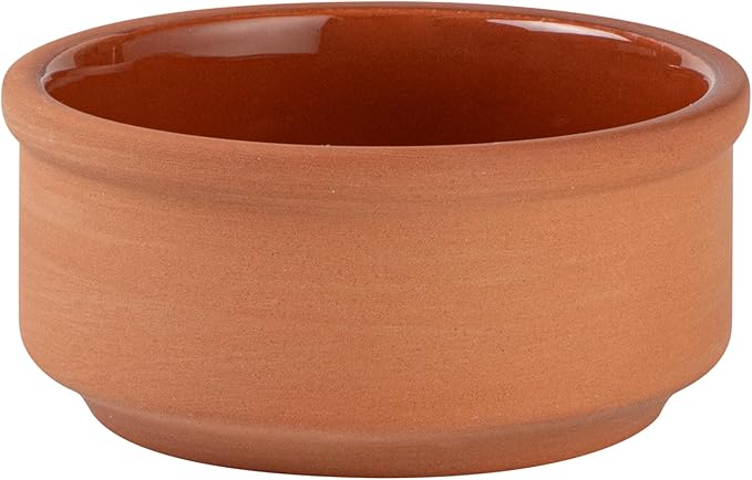 Restaurantware Terracotta Cazuela Bowls 2 Pack of 3 oz Durable Rustic Serving Dish Glazed Oven-Safe Bowl Freezer-Safe Tapas Dish Microwave-Safe Dishwasher-Safe