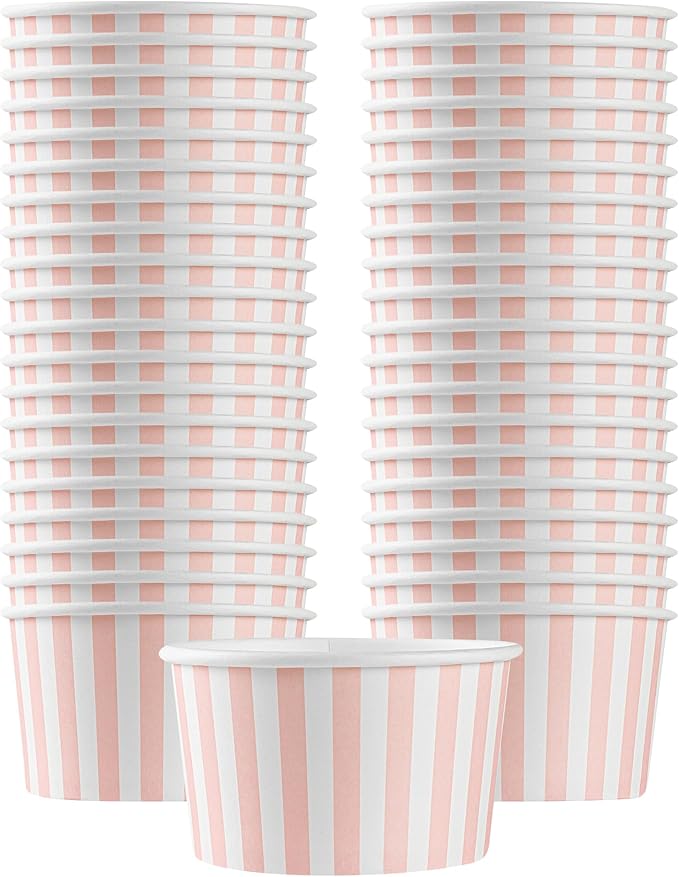 Coppetta 12-Ounce Dessert Cups, 200 Disposable Ice Cream Cups - Lids Sold Separately, Sturdy, Pink And White Paper FroYo Bowls, For Hot And Cold Foods, Perfect For Gelato Or Mousse - Restaurantware