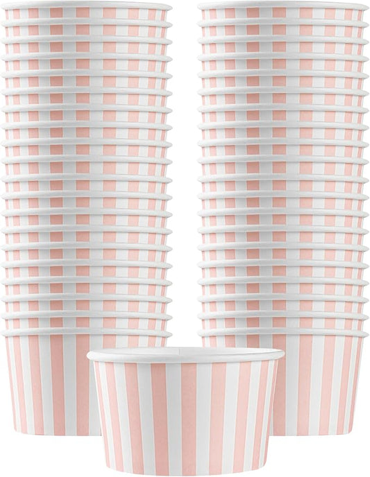 Coppetta 12-Ounce Dessert Cups, 200 Disposable Ice Cream Cups - Lids Sold Separately, Sturdy, Pink And White Paper FroYo Bowls, For Hot And Cold Foods, Perfect For Gelato Or Mousse - Restaurantware