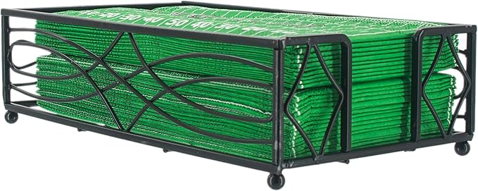 Boston International Wave Design Guest Towel/Dinner Napkin Holder Caddy, 9 x 5.25-Inches, Black