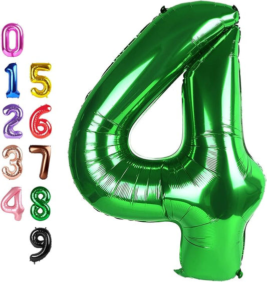Dark Green 4 Balloon Number for 4th Birthday Decorations, 40 Inch Big Number Balloons for 4 14 40 Anniversaries Celebration Graduation Wedding