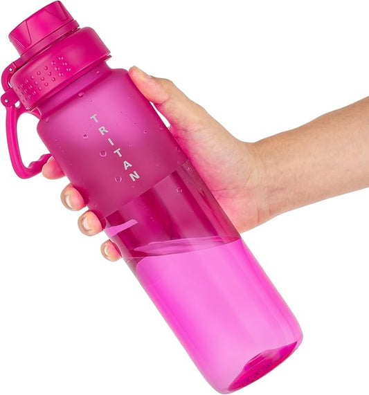 OLDLEY 32oz Frosted Clear Water Bottle, BPA-Free Tritan Plastic Reusable Water Bottle with Fast-Flow Spout Lid, Wide Mouth Leakproof Sports Drinking Bottle for Gym, School,Travel,Aurora Borealis