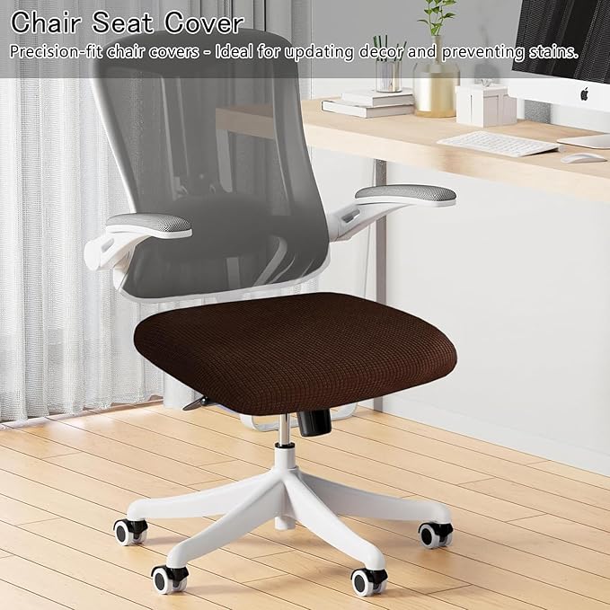 Newfashion Office Chair Seat Cover Universal Fit Stretch Washable Slipcover Protector for Desk Swivel Computer Chair (Coffee)