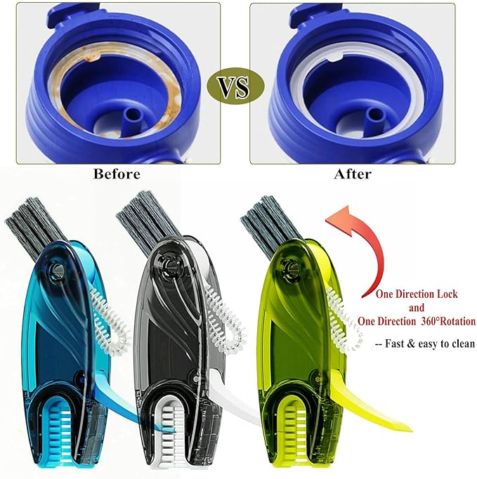 4 in 1 Cup Lid Cleaning Brush Set Multifunctional Bottle Brush Cleaner Tiny Bottle Cup Lid Brush Straw Cleaner Tools Mini Silicone Bottle Cup-Holder Cleaner with Hook Remover 1pc Bright Green