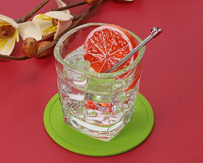 ONLYKXY 3 Pieces 3.93 Inch Silicone Coasters, Round Coasters for Drinks, Beverage Coffee Tea Coaster (Green)