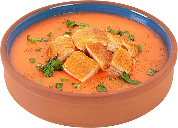 Restaurantware-Terra Tek 15.2 Ounce Terracotta Cazuelas, 2 Blue Glazed Clay Pots For Cooking - Oven-Ready, Microwavable, Terracotta Serving Pots, Dishwashable, For Cooking And Serving