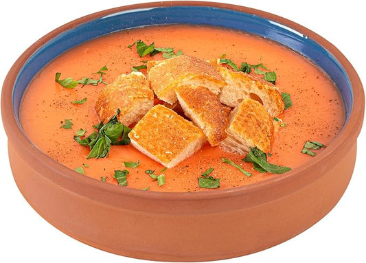 Restaurantware-Terra Tek 15.2 Ounce Terracotta Cazuelas, 2 Blue Glazed Clay Pots For Cooking - Oven-Ready, Microwavable, Terracotta Serving Pots, Dishwashable, For Cooking And Serving