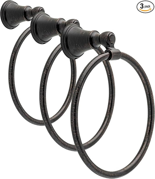 Delta Woodhurst (3-Pack) Hand Towel Holder Venetian Bronze Towel Racks for Bathroom Wall Round Towel Ring Holder for Bath Towel Hanger for Kitchen, Bathroom Accessories 73246-RB