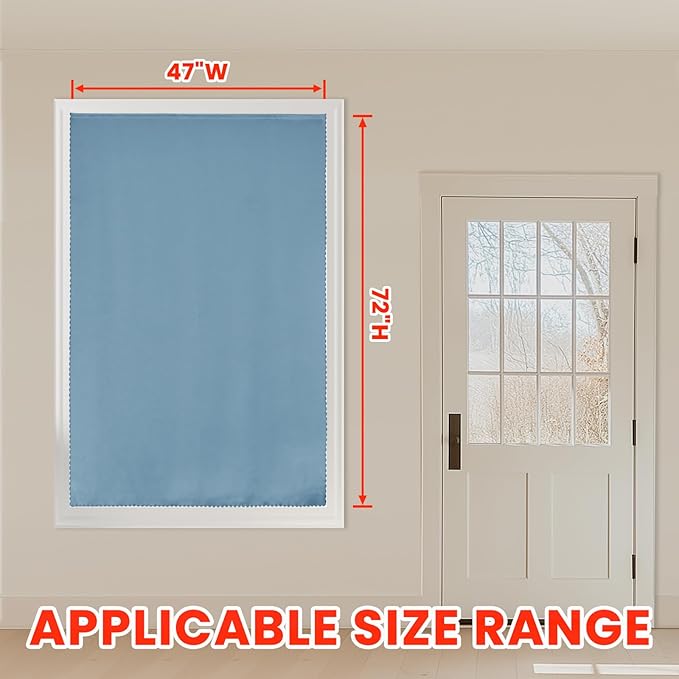 AJAZZ self Adhesive Portable 100% Blackout Curtains Simple and Easy to installBedroom Window Thermal Lnsulated Kitchen Room Darkening Black Small Drapes 1-Pack