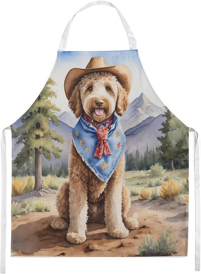 Caroline's Treasures Labradoodle Cowboy Welcome Apron Cooking Kitchen Server Baking Crafts Gardening for Adult Women Men, Unisex, Large, Multicolor