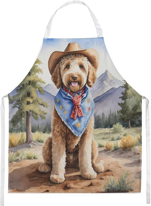 Caroline's Treasures Labradoodle Cowboy Welcome Apron Cooking Kitchen Server Baking Crafts Gardening for Adult Women Men, Unisex, Large, Multicolor