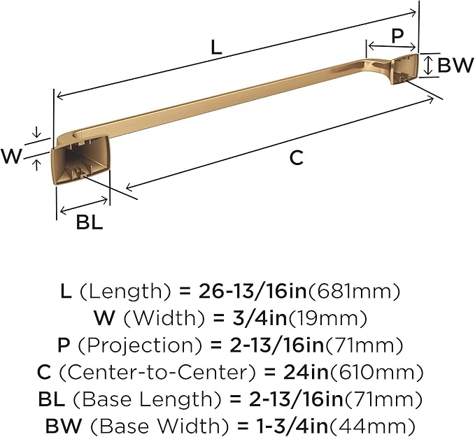 Amerock BH36014CZ | Champagne Bronze Towel Bar | 24 in (610 mm) Towel Rack | Highland Ridge | Bathroom Towel Holder | Bathroom Hardware | Bath Accessories