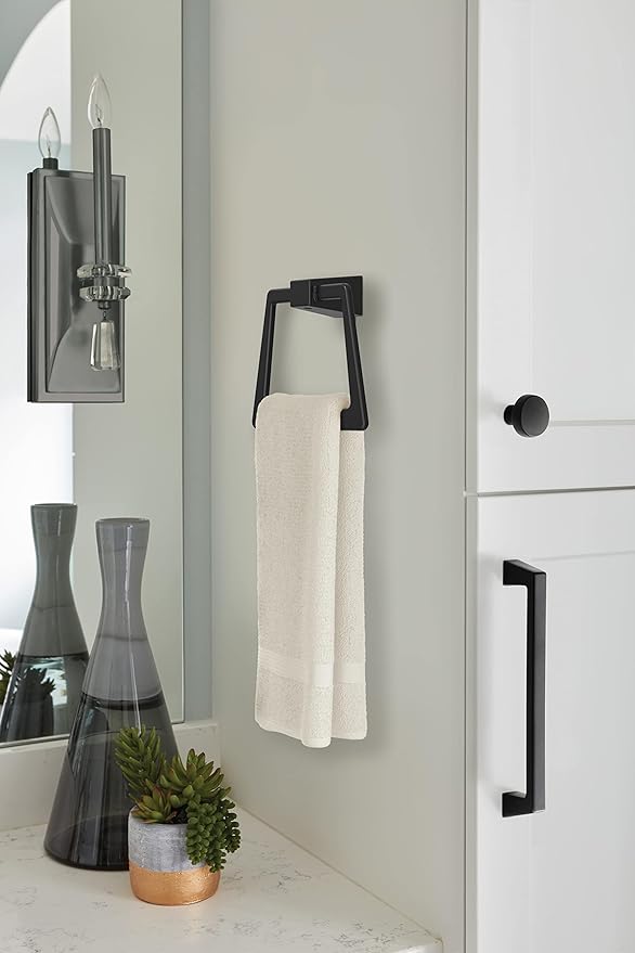 Amerock BH36002MB | Matte Black Towel Bar | 6-13/16 in (173 mm) Length Towel Holder | Blackrock | Hand Towel Holder for Bathroom Wall | Small Kitchen | Bath Accessories