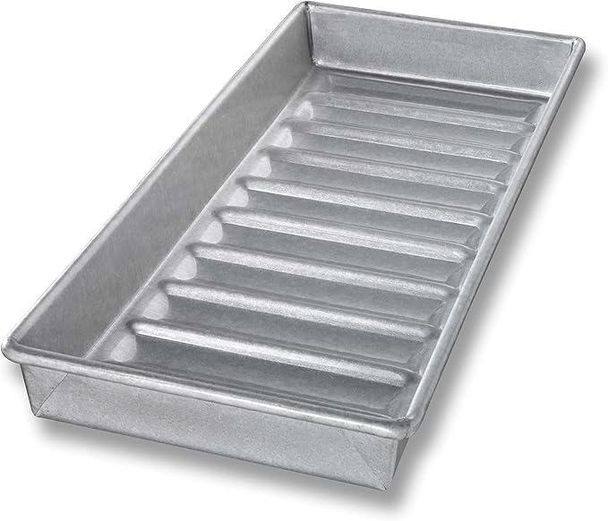 USA Pan Bakeware Nonstick New England Hot Dog Bun and Lobster Roll Loaf Pan, Aluminized Steel