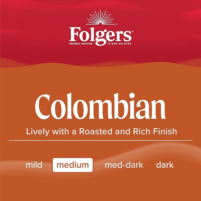 Folgers Colombian Coffee, Medium Roast, Keurig K-Cup Pods, 32 Count Boxes (Pack of 4)