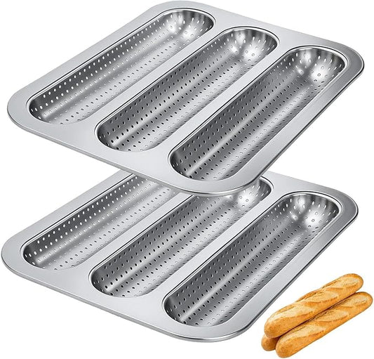 Bread Baking Pan, Baguette Mold Set, Nonstick Fixture with Balanced Grip, Perforated Tray with Consistent Utility, 0.79x9.84x1.18 inches Kitchen Organizer, Outdoor Accessory for Cooking Routine