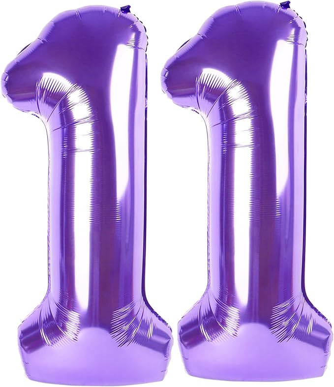 11 Balloon Number for First Birthday, Balloon Numbers 40 Inch, Purple Balloons for Baby Shower, Big Baloon for 11 Birthday Wedding Anniversaries Party