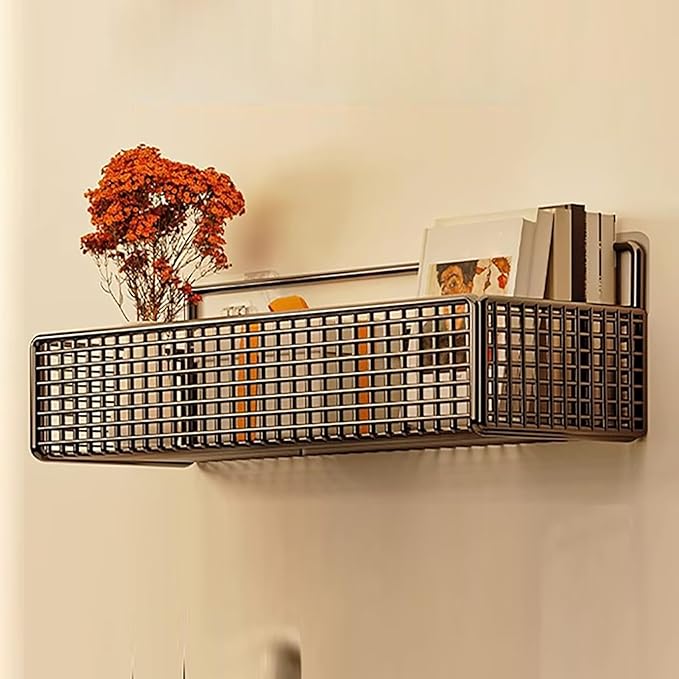 Hanging Wall Basket, Wall Storage Basket for Organizing No Drilling Carbon Steel for Bathroom Living Room Bedroom Kitchen 10.6x5.9x3.5in Black
