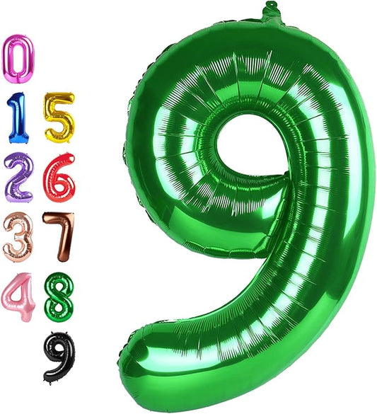 9Th Birthday Decorations 9 Number Balloons, Happy Birthday Decoration for 9th, Dark Green Balloon Numbers 40 Inch for Girls Boys Women Men Engagement, Bridal Shower Party