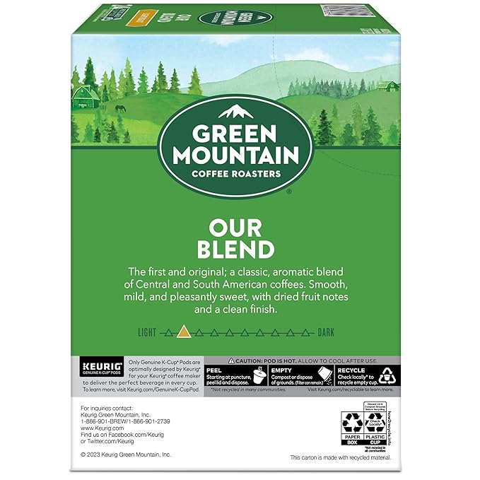 Green Mountain Coffee Roasters Our Blend Keurig Single-Serve K-Cup Pods, Light Roast Coffee, 96 Count