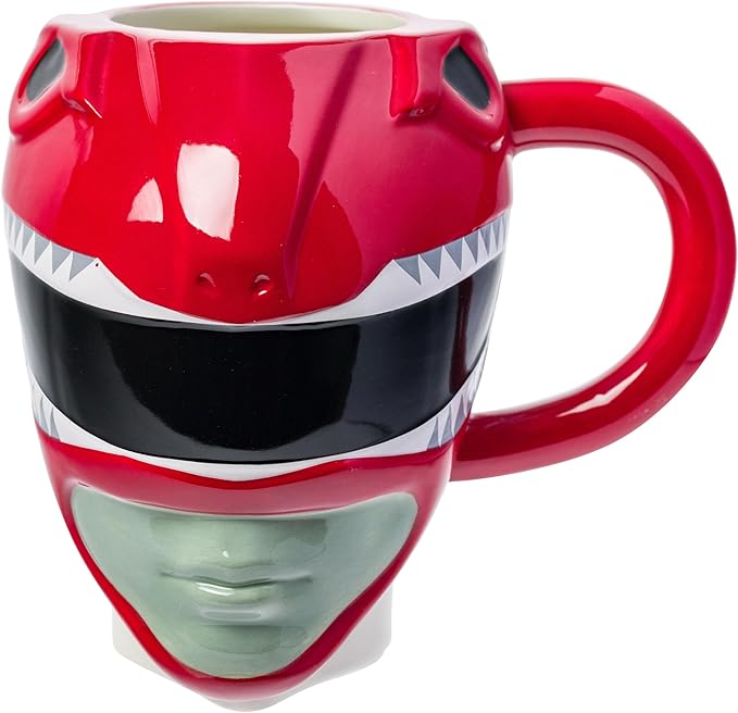 Silver Buffalo Power Rangers Ceramic 3D Sculpted Mug Featuring Red Ranger, 20 Ounces