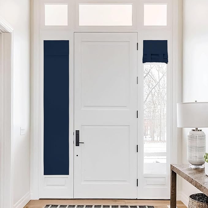 NICETOWN French Door Curtain, Privacy Curtains for Glass Window, Thermal Insulated Tie Up Shades Window Curtains, 12 x 72 inches Long, 1 Panel, Navy Blue